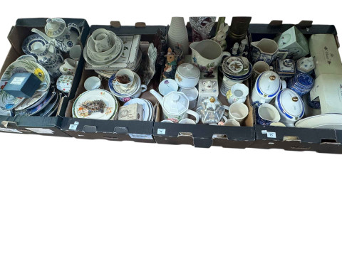 Eight boxes of glass, china, Ringtons, teaware, collectors plates, jardiniere, etc. thumbnail