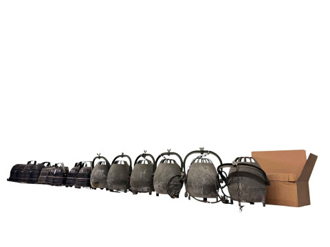 Collection of fifteen various theatre stage spotlights.