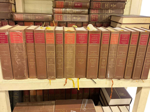 Large collection of law books including Halsburys Laws of England, Halsburys Statutes of England, Encyclopedia of Forms and Precedents, etc. thumbnail