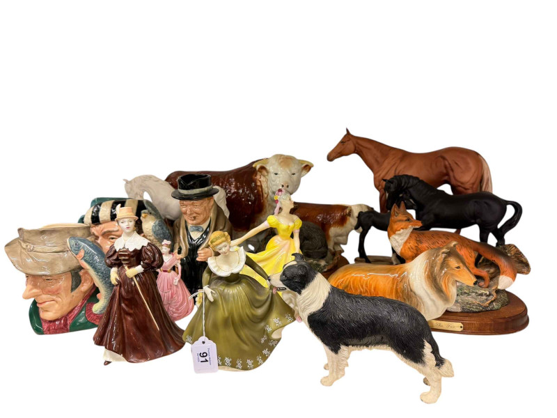 Royal Doulton and Coalport figures, Doulton character jugs, Doulton and Beswick horses, etc.