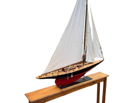 Large four sail pond yacht and stand, yacht 181cm to top of mast, length...