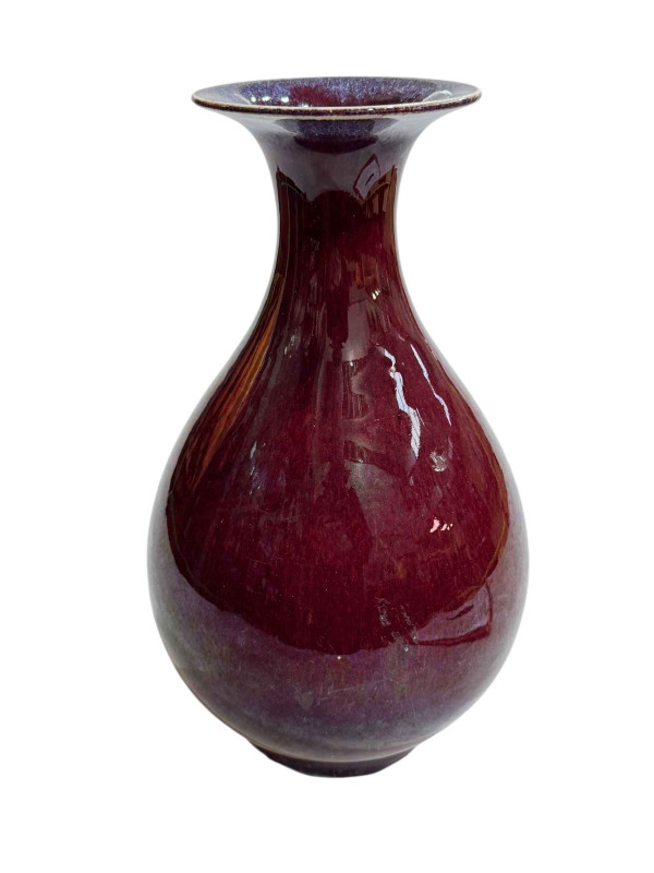 Chinese Sang de Boeuf vase, unglazed base, 34cm.