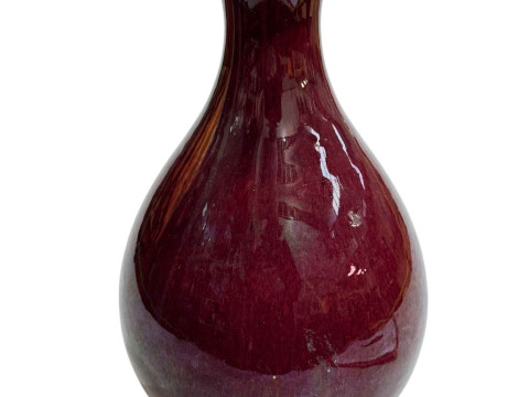 Chinese Sang de Boeuf vase, unglazed base, 34cm.