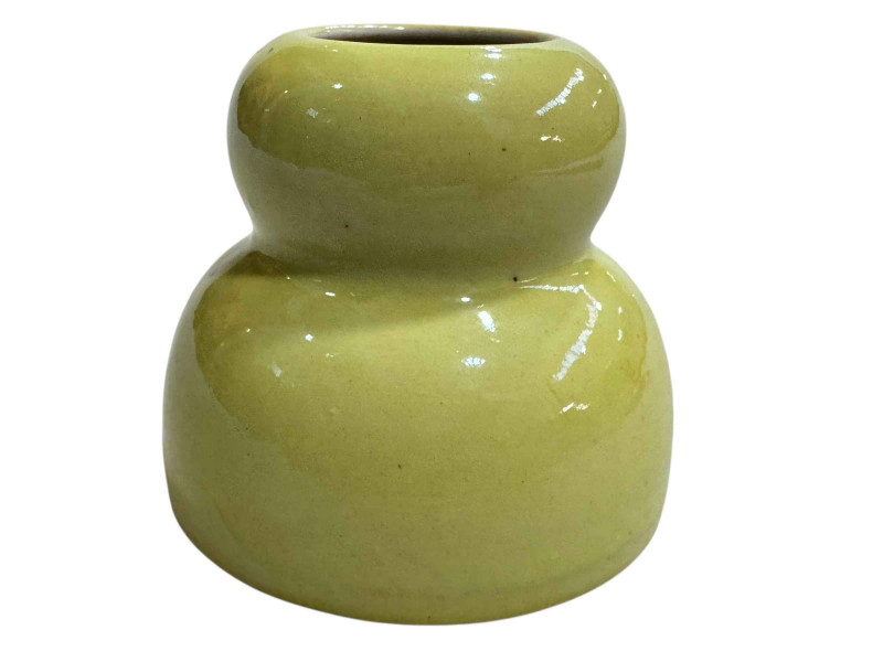Chinese yellow glazed brush washer, double circled six character mark, 7cm.