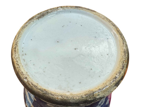 Large Chinese blue and white vase and cover with prunus and panel decoration, 46cm. thumbnail