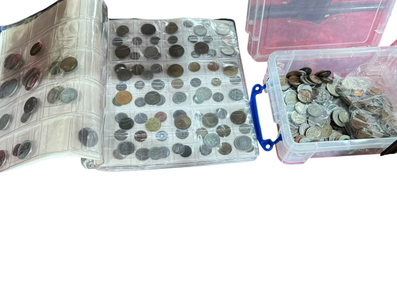 Album and collection of loose coins and tokens.