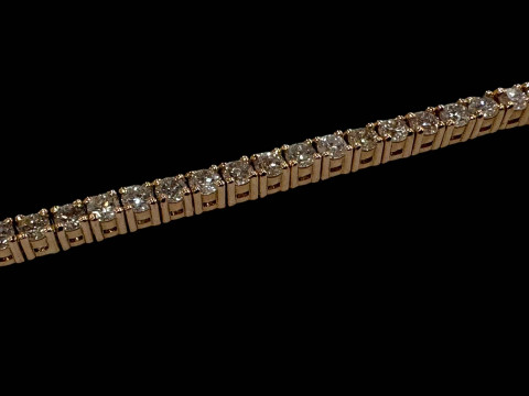 18 carat rose gold diamond tennis bracelet, the diamonds totalling over 3 carats. thumbnail