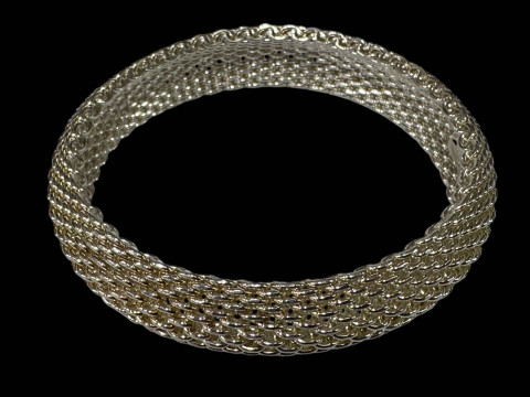 Tiffany & Co silver mesh bangle, with box.