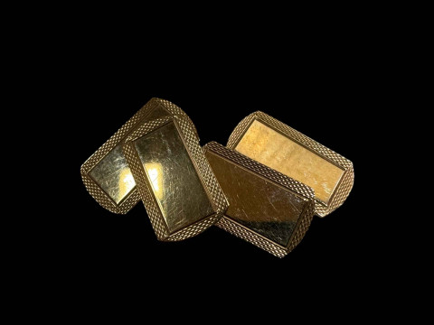 Pair 9 carat gold cufflinks with engine-turned borders.