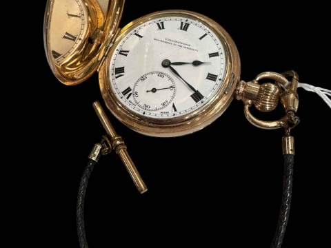 Dennison gold plated hunter watch, face signed Collingwood, with original...