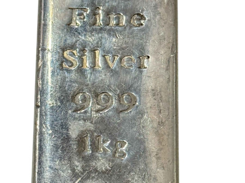 One Kilogram silver ingot stamped Fine Silver 999.