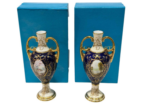 Two Coalport vases painted with landscapes by Peter Graves and Derek Shapiro,...