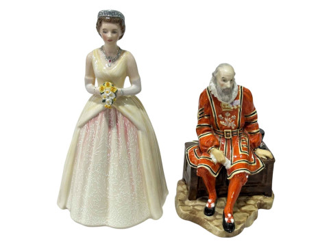 Royal Doulton 'Yeoman of the Guard' HN688, and QEII limited edition (2).