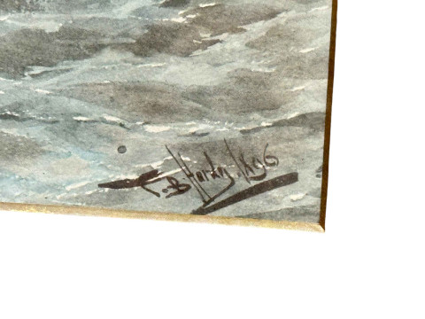 Thomas Bush Hardy 1842-1897, Boats on a Choppy Sea, watercolour, signed lower right, 32cm by 57cm, framed. thumbnail