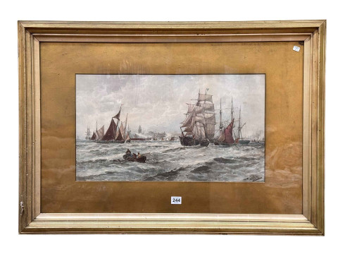 Thomas Bush Hardy 1842-1897, Boats on a Choppy Sea, watercolour, signed...