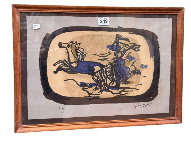 Georges Braque, limited edition lithographic print, signed and numbered, in oak frame, 36cm by 51cm including frame.