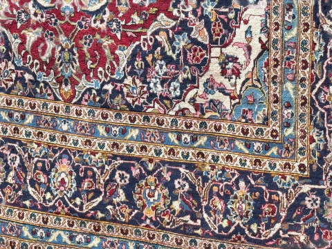 Fine hand knotted Persian Kashan carpet, 4.04 by 2.36. thumbnail