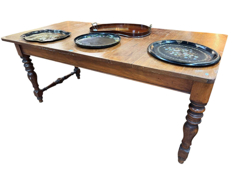 Victorian rectangular mahogany ships chart table, 74cm by 169.5cm by 84cm.