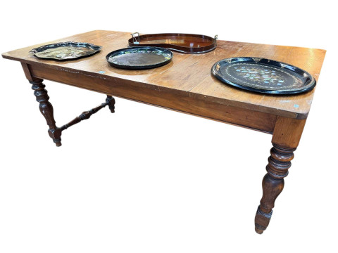 Victorian rectangular mahogany ships chart table, 74cm by 169.5cm by 84cm.