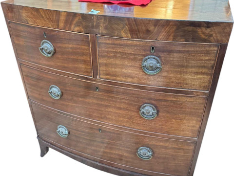 Victorian mahogany bow front chest of two short above two long drawers...