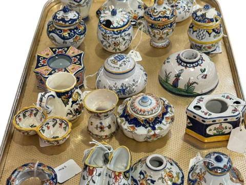 Collection of French Faience and other ornaments.