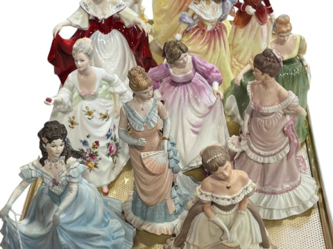 Four Coalport ladies and eight Royal Doulton figures.