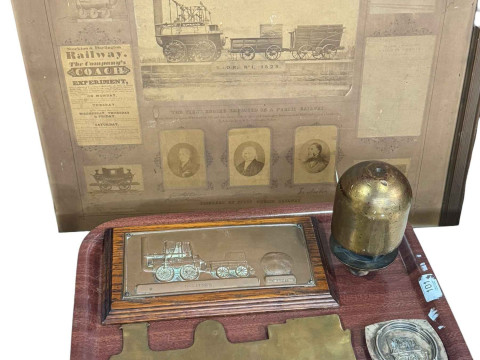 Collection of railwayana including steam train whistle, Loco No 1 plaque,...