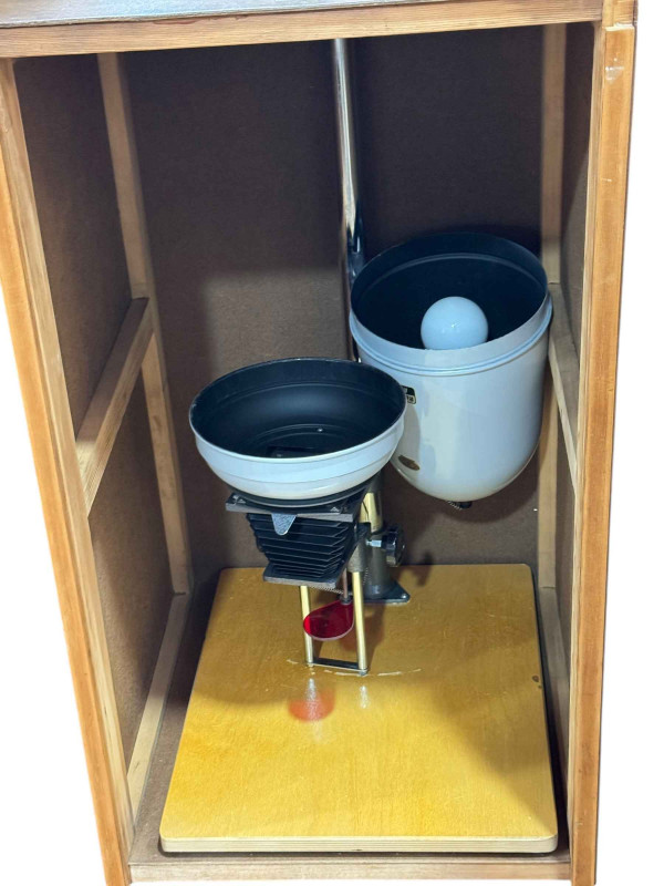 Darkroom equipment including enlarger, various cameras, lenses etc.