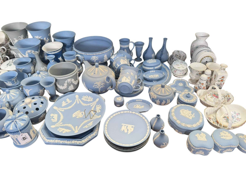 Collection of Wedgwood Blue Jasperware, Wedgwood Wild Strawberry, Kutani Crane, etc.