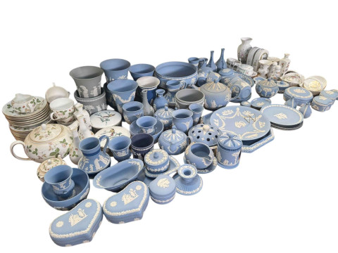 Collection of Wedgwood Blue Jasperware, Wedgwood Wild Strawberry, Kutani...