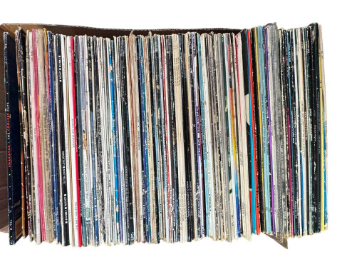 Four boxes of LP and single records. thumbnail