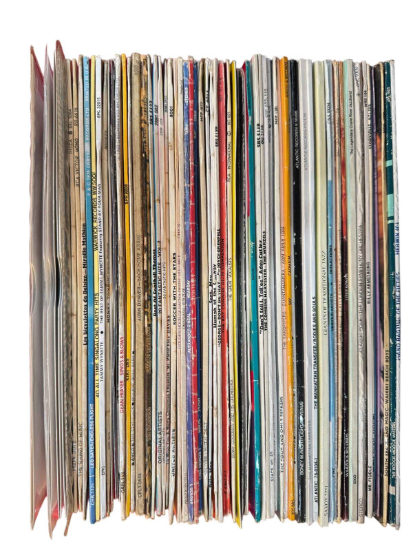 Four boxes of LP and single records.