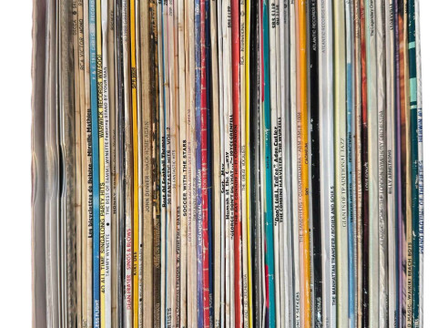 Four boxes of LP and single records. thumbnail