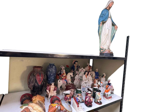 Large plaster figure of Mary, 64cm, collection of Staffordshire figures...