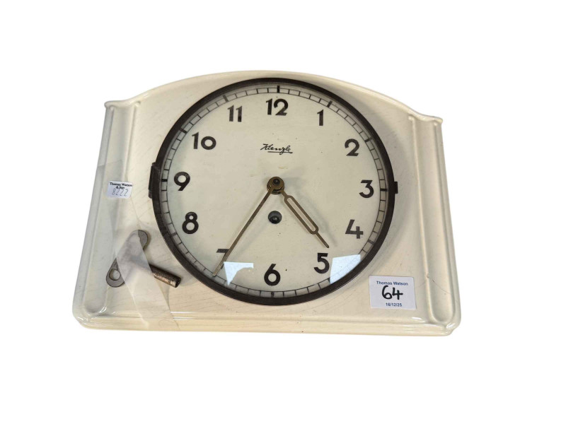 19th Century wall clock, Kienzle wall clock, large collection of Horological and clock books and magazines, slope front box desk etc.