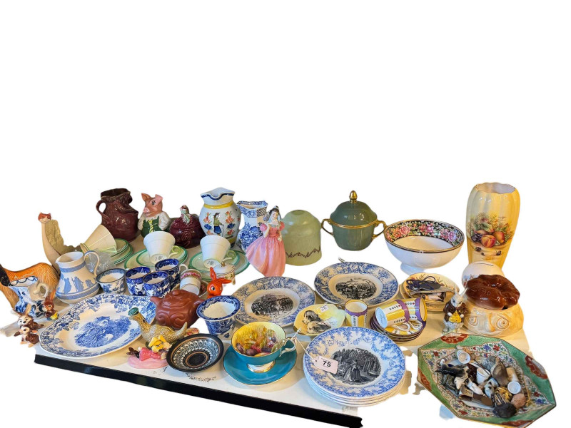 Collection of ceramics including Shelley cups, saucers and plates, Continental plates, Beswick Afghan, Doulton Camellia, jugs, vases, ornaments etc.