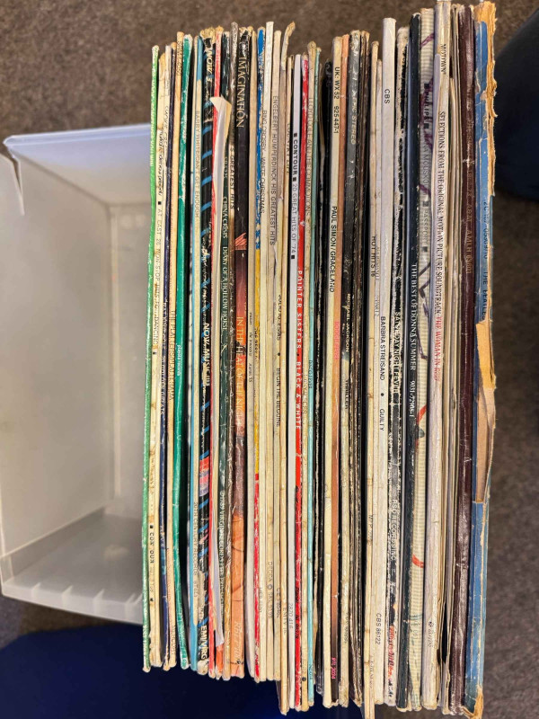 Seven boxes of mainly LP records, cassettes etc.