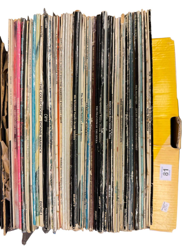 Seven boxes of mainly LP records, cassettes etc.