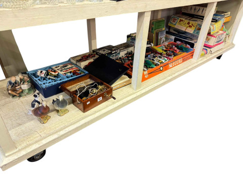 Two Beswick pigeons, antique Magneto electric machine, stamp album, toy...