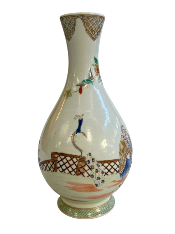 Chinese polychrome figure decorated vase, 23cm.