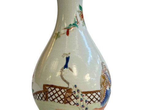 Chinese polychrome figure decorated vase, 23cm. thumbnail