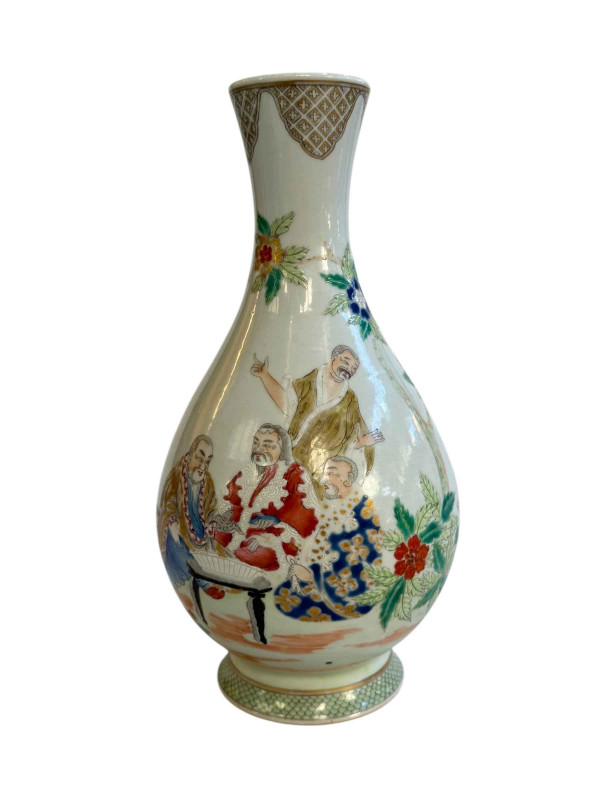 Chinese polychrome figure decorated vase, 23cm.