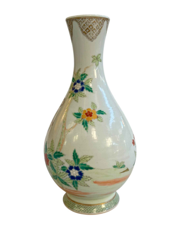 Chinese polychrome figure decorated vase, 23cm.
