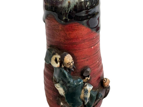 Japanese Sumida Gawa vase, 14.5cm.