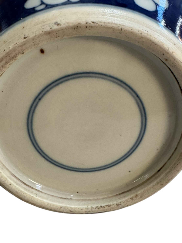 Large Chinese blue and white vase with panels of figures on blossom ground, two circle mark, 29cm.