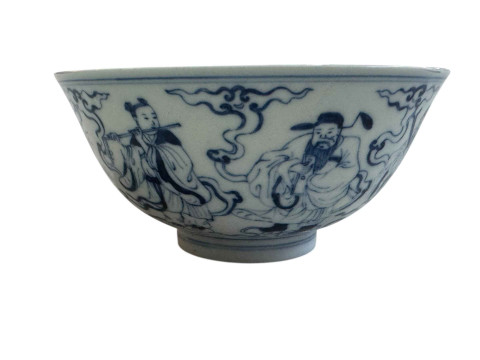 Chinese blue and white bowl with continuous figures in pastimes decoration,...