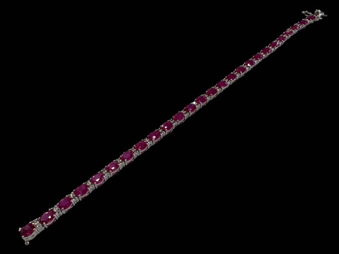Ruby and diamond bracelet set in 18 carat white gold, rubies 9.40cts and diamonds 0.48cts. thumbnail