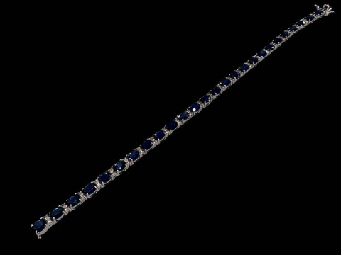 Sapphire and diamond bracelet set in 18 carat white gold, sapphire 9.50cts and diamonds 0.28cts. thumbnail