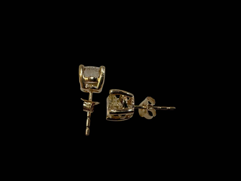 Pair 18 carat yellow gold and diamond stud earrings, each 0.61cts.