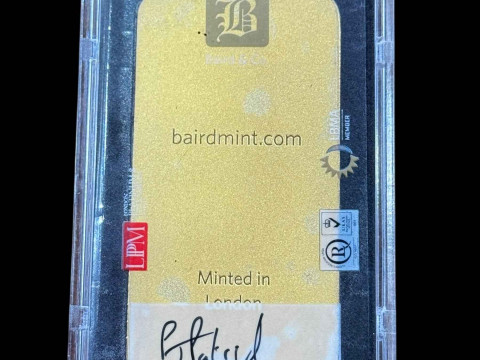 Baird and Co. 250g fine gold 999.9 cast bar, no. Y24985.  Buyers Premium is 20% plus VAT on this lot. *Viewing for this lot is by appointment only' thumbnail
